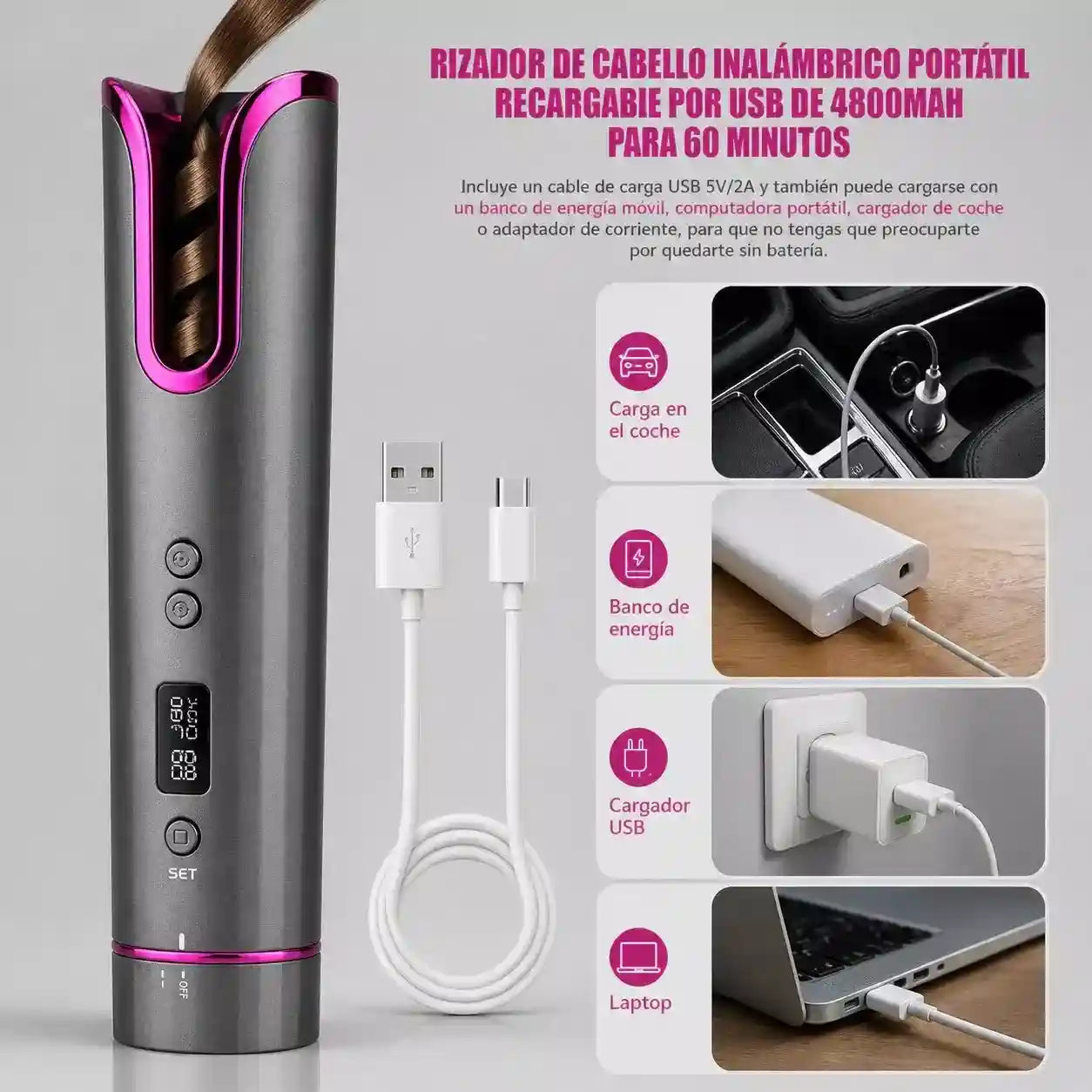 Rizador Automático Inalámbrico - Rizos Sin Esfuerzo